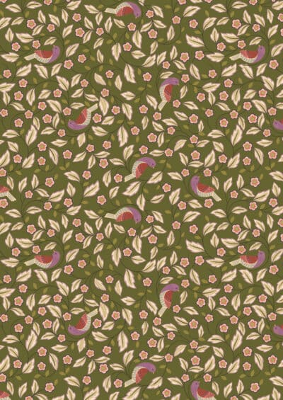 Isabella by Lewis & Irene, A855.3 Arts & Crafts Bird on Forest Green