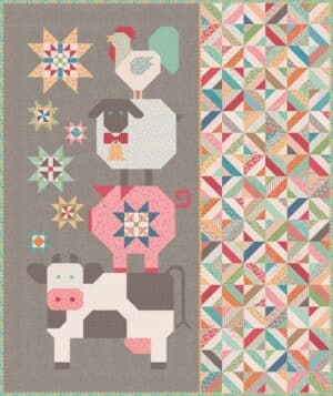 Farmyard Friends designed by Lori Holt, Kit/BOM including coordinated backing fabric